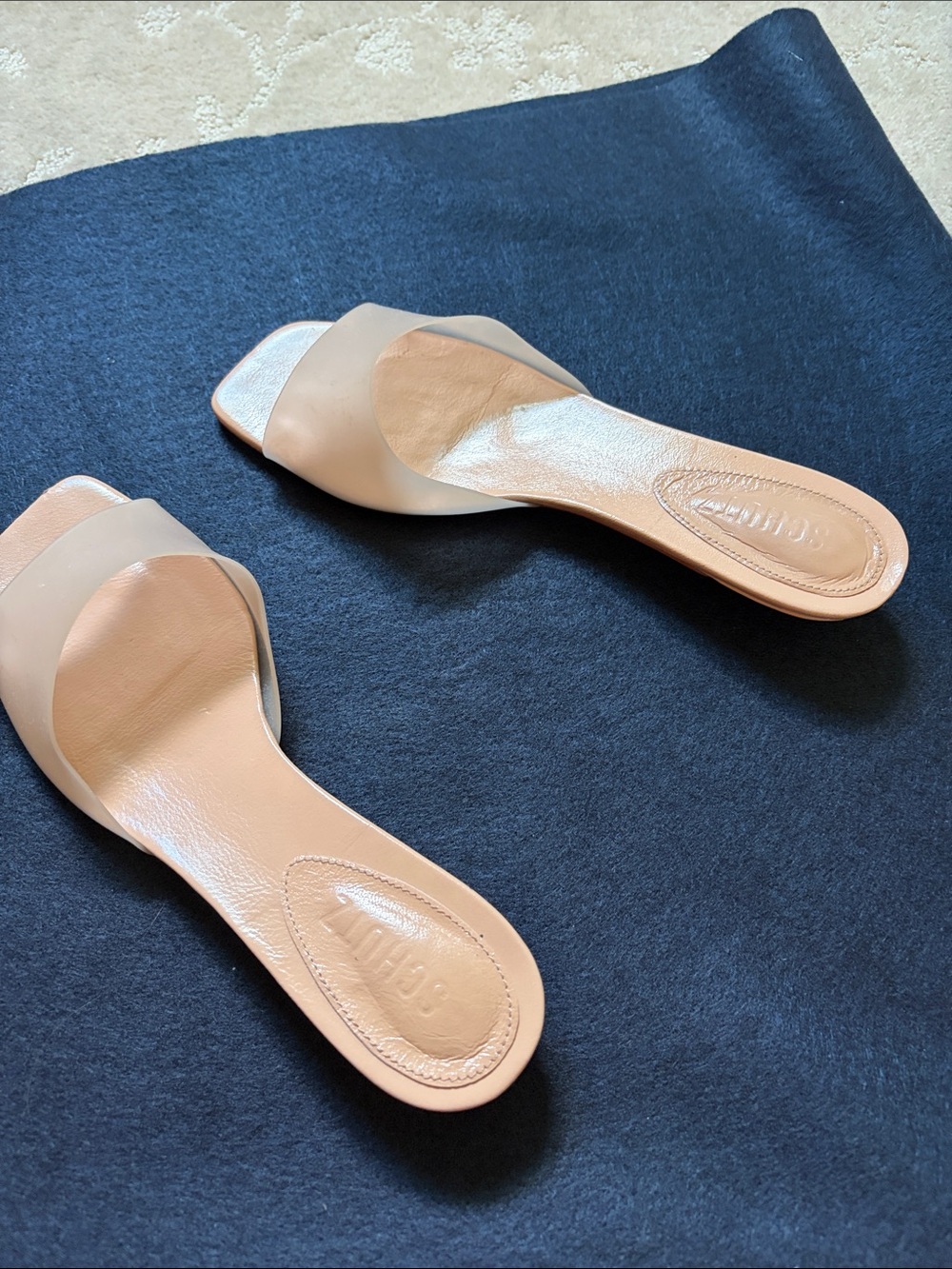 SCHUTZ clear Nude Beige Slide Mules